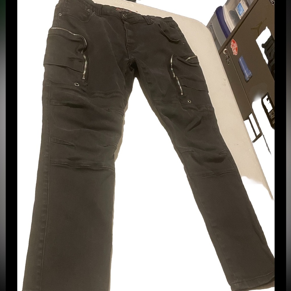 Copper rivet  jeans Size 38/32 Biker Pants.  98%cotton 2 % Spandex.